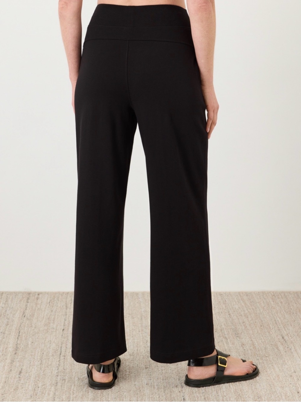 Pact Organic Airplane Pintuck Black Wide-Leg Women's Pants - Picture 3 of 8